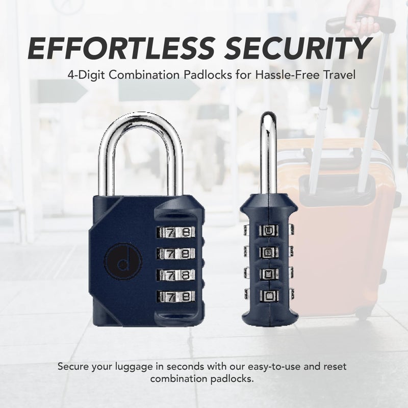desired tools 4 Digit Combination Locks 2 Pack - Weatherproof Padlock with Code - Combination Lock for Locker, Gym, Outdoor Gate, Storage Shed, Fence Gate & Bike Lock - Keyless, Easy to Set, Reset - New Blue - Image 3